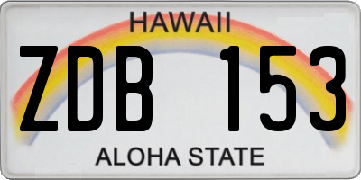 HI license plate ZDB153