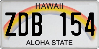HI license plate ZDB154