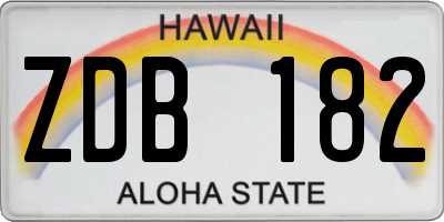 HI license plate ZDB182