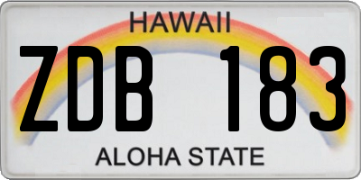 HI license plate ZDB183