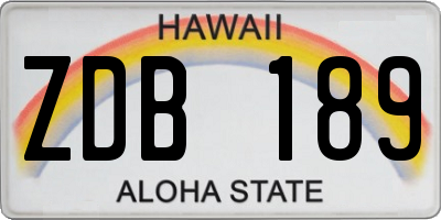 HI license plate ZDB189