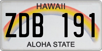 HI license plate ZDB191