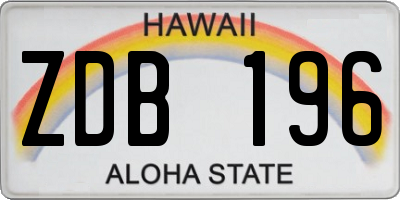 HI license plate ZDB196
