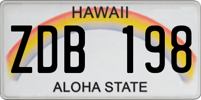 HI license plate ZDB198