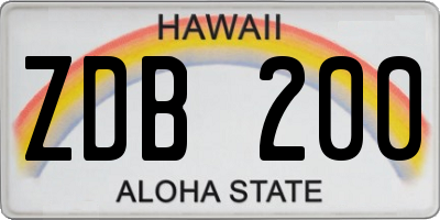 HI license plate ZDB200