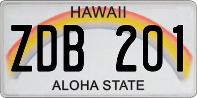HI license plate ZDB201