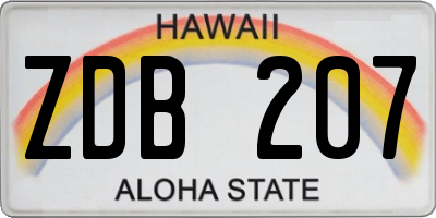 HI license plate ZDB207