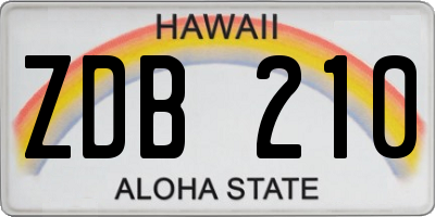 HI license plate ZDB210