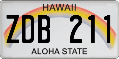 HI license plate ZDB211