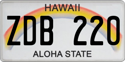 HI license plate ZDB220
