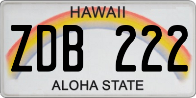 HI license plate ZDB222