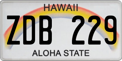 HI license plate ZDB229