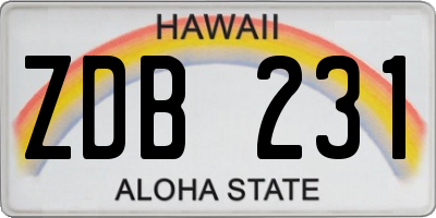 HI license plate ZDB231