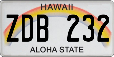 HI license plate ZDB232