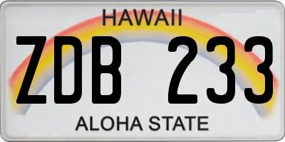 HI license plate ZDB233