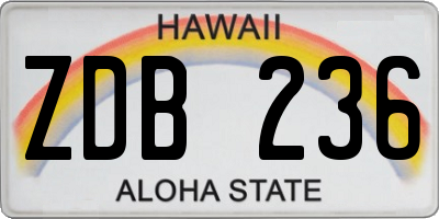HI license plate ZDB236