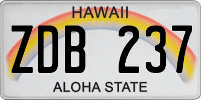 HI license plate ZDB237