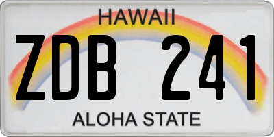 HI license plate ZDB241