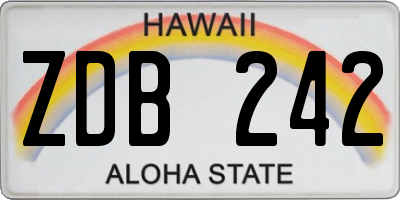 HI license plate ZDB242