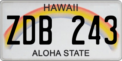 HI license plate ZDB243