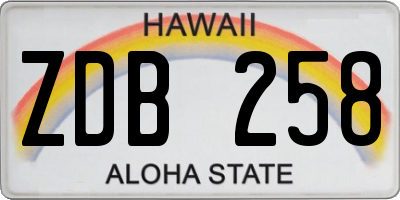 HI license plate ZDB258