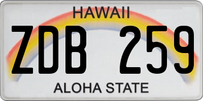 HI license plate ZDB259