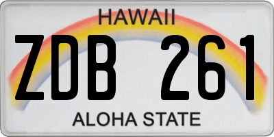 HI license plate ZDB261