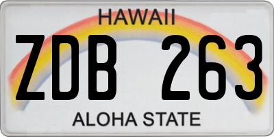 HI license plate ZDB263