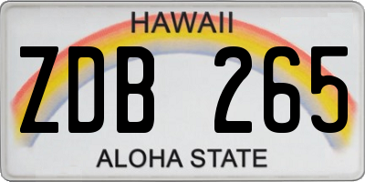 HI license plate ZDB265