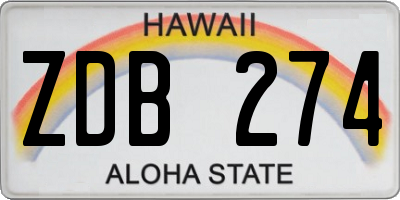 HI license plate ZDB274