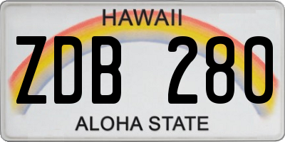 HI license plate ZDB280