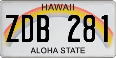 HI license plate ZDB281