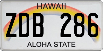 HI license plate ZDB286