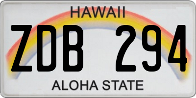 HI license plate ZDB294
