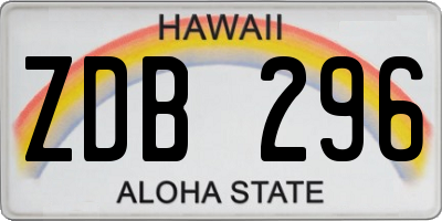 HI license plate ZDB296
