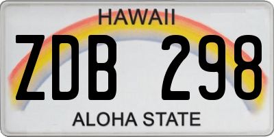 HI license plate ZDB298