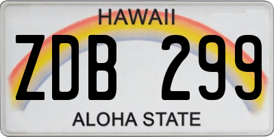 HI license plate ZDB299