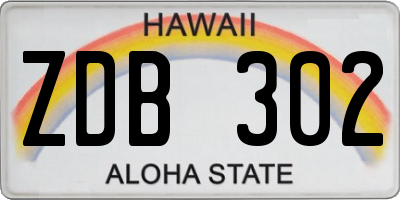 HI license plate ZDB302