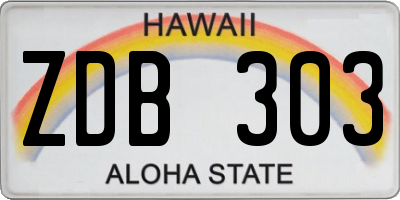 HI license plate ZDB303
