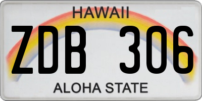 HI license plate ZDB306