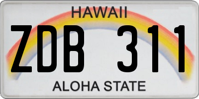HI license plate ZDB311