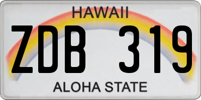 HI license plate ZDB319