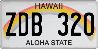 HI license plate ZDB320