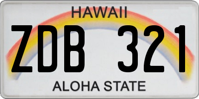 HI license plate ZDB321