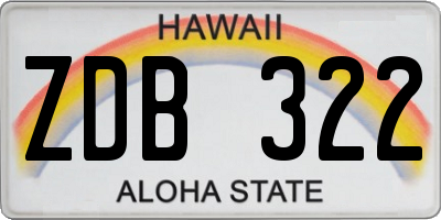 HI license plate ZDB322