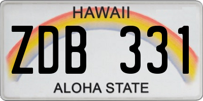 HI license plate ZDB331