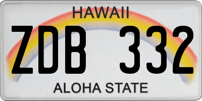 HI license plate ZDB332