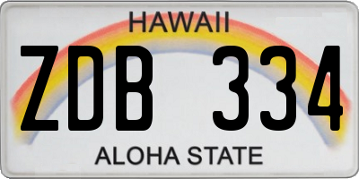 HI license plate ZDB334
