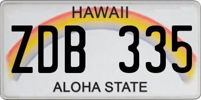 HI license plate ZDB335
