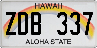 HI license plate ZDB337